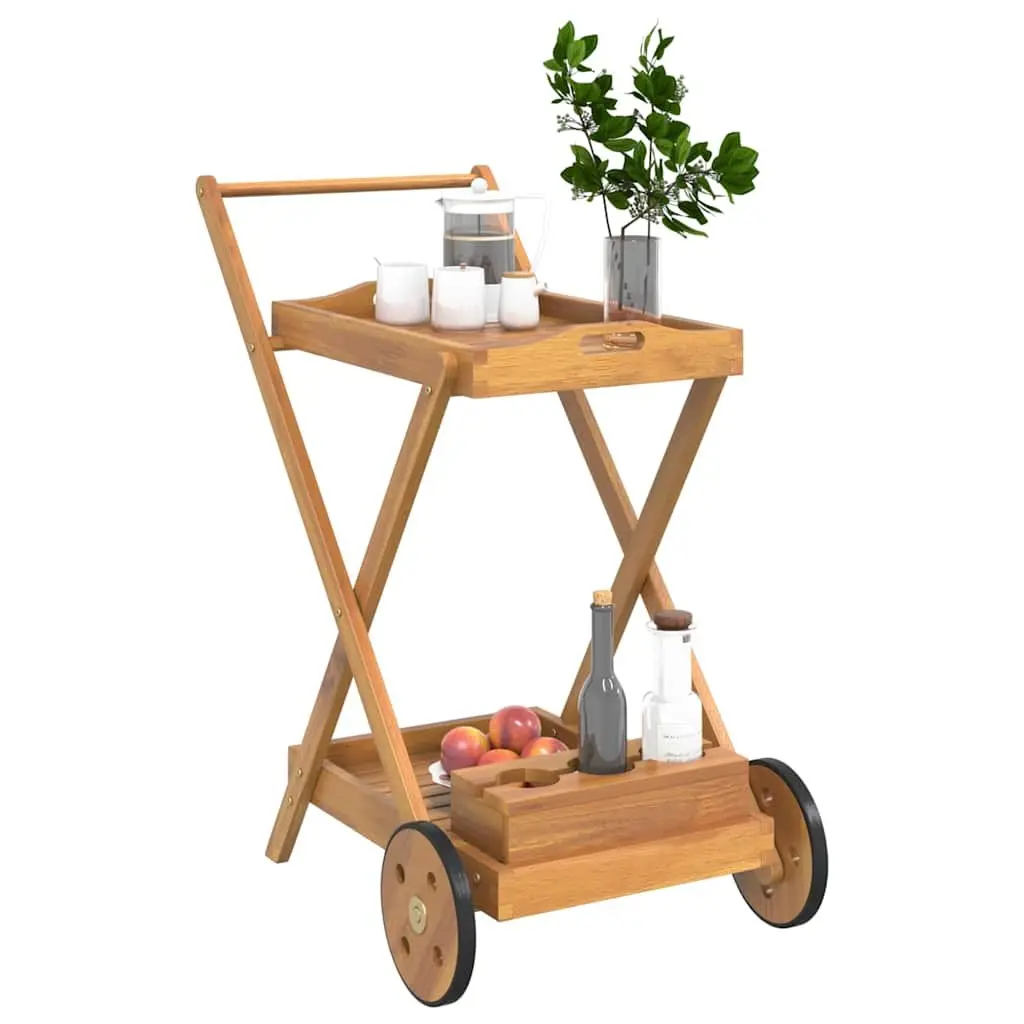 Solid Wood Acacia Tea Trolley with Wheels