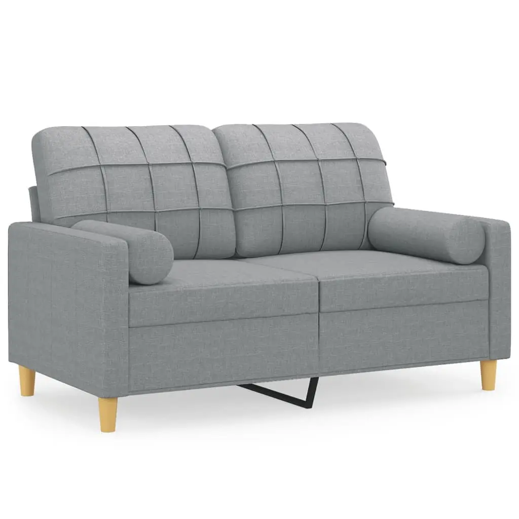 2-Seater Sofa in Grey Fabric with Pillows