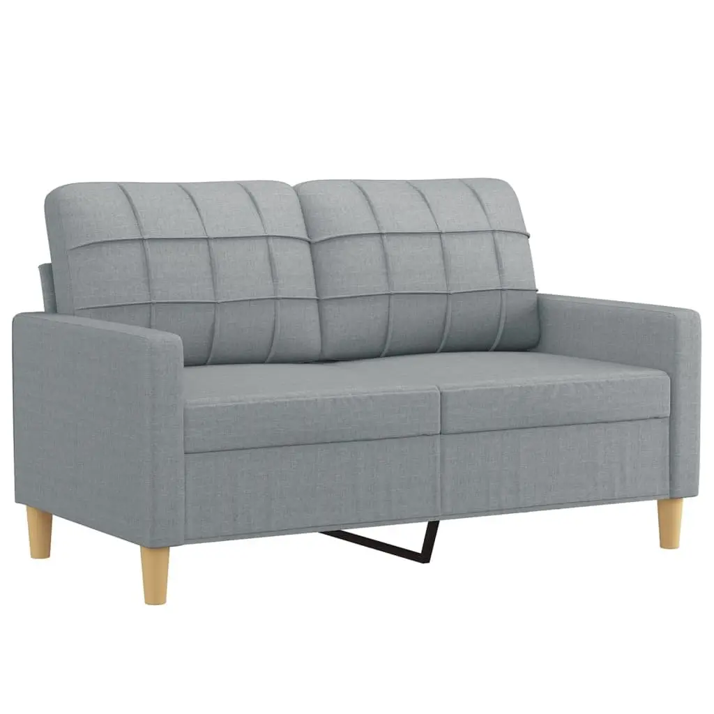 2-Seater Sofa in Grey Fabric with Pillows