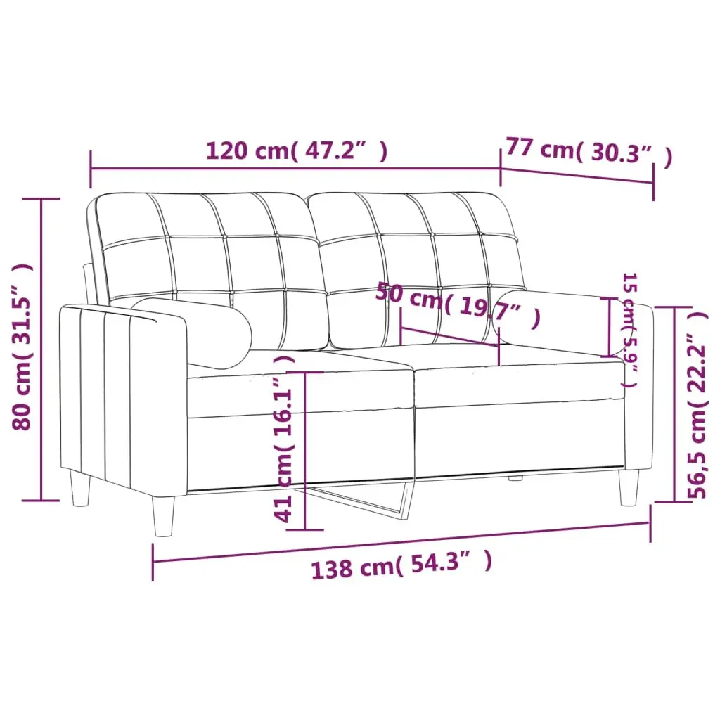 GreyFabricModern2SeaterSofaLoungeCouchwithThrowPillowsforLivingRoomFurniture
