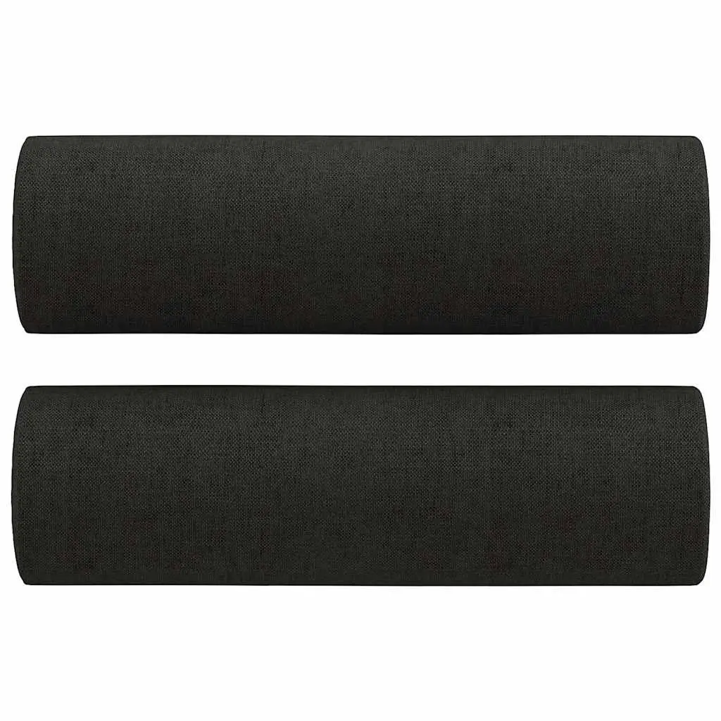 Black 2-Seater Sofa with Throw Pillows