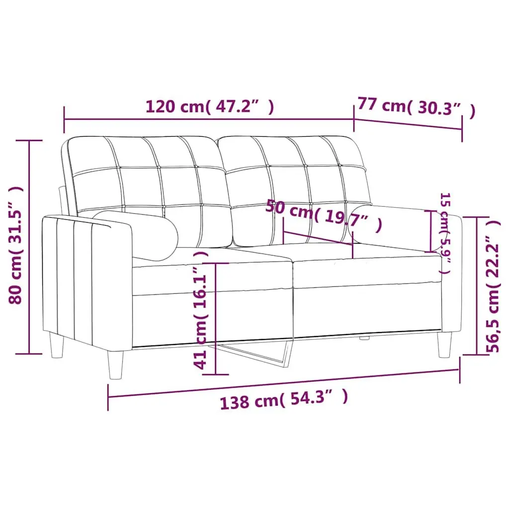 Black 2-Seater Sofa with Throw Pillows