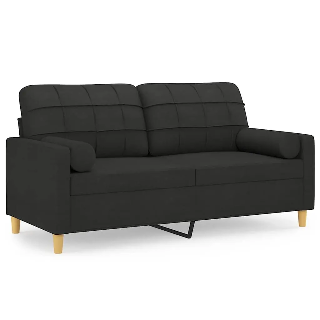 2-Seater Sofa Black Fabric Modern 140cm Living Room