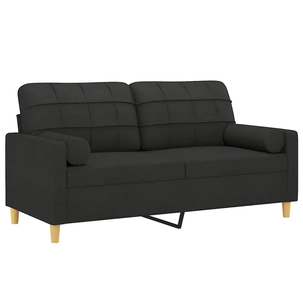 2-Seater Sofa Black Fabric Modern 140cm Living Room