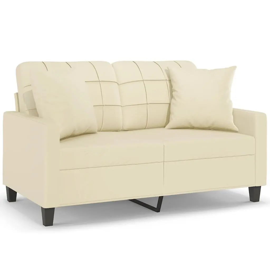 2-Seater Sofa Modern Cream Faux Leather 120cm