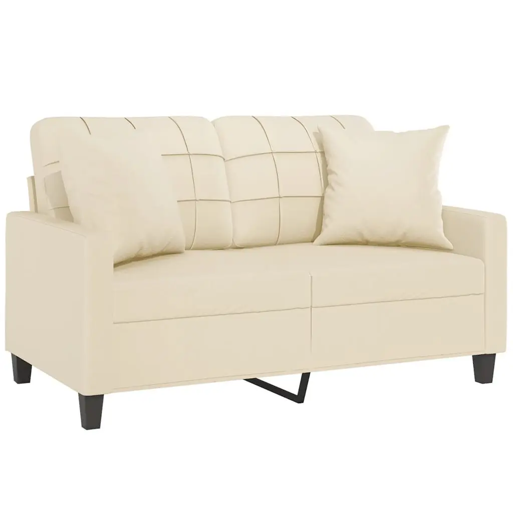 2-Seater Sofa Modern Cream Faux Leather 120cm