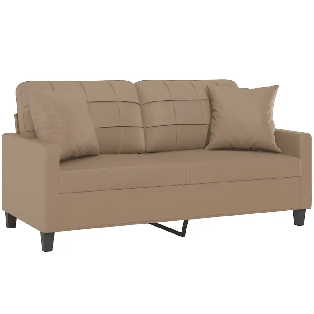 2-Seater Sofa Brown Faux Leather 140cm Metal Frame Modern Lounge Couch