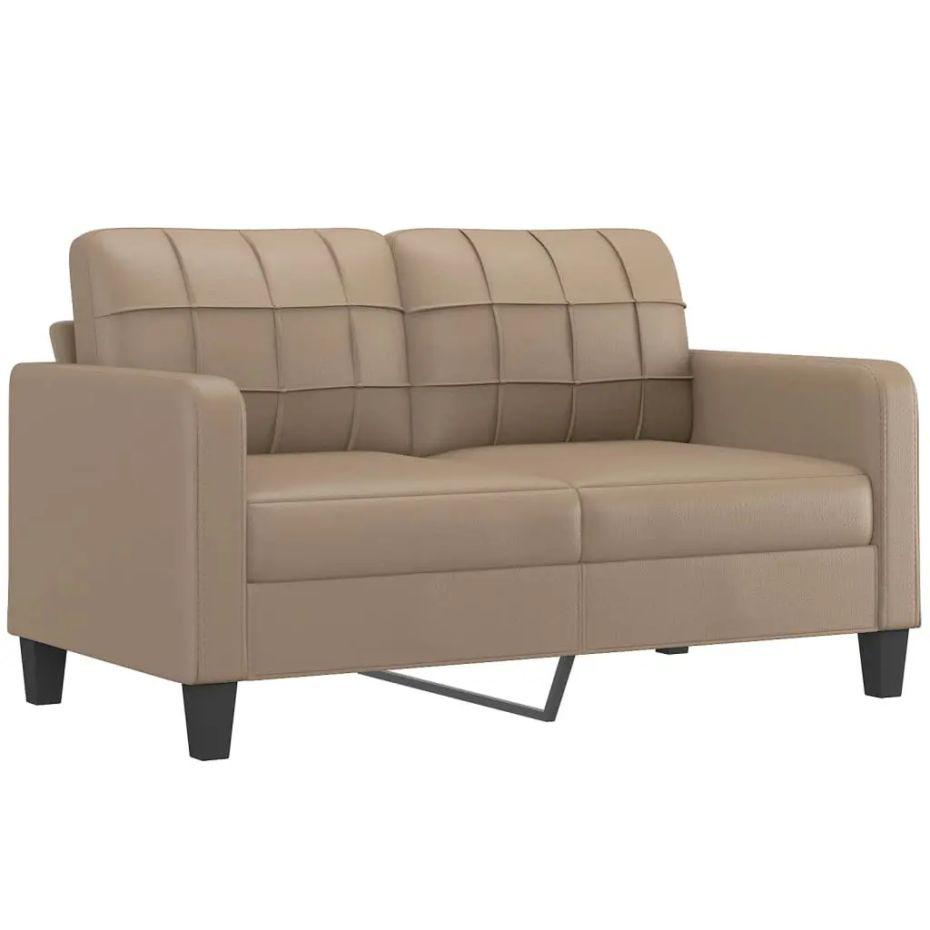 2-Seater Sofa Brown Faux Leather 140cm Metal Frame Modern Lounge Couch
