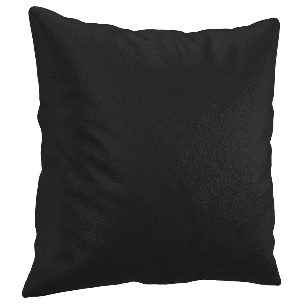 3-Seater Sofa Black Faux Leather Modern Design Lounge Couch with Throw Pillows