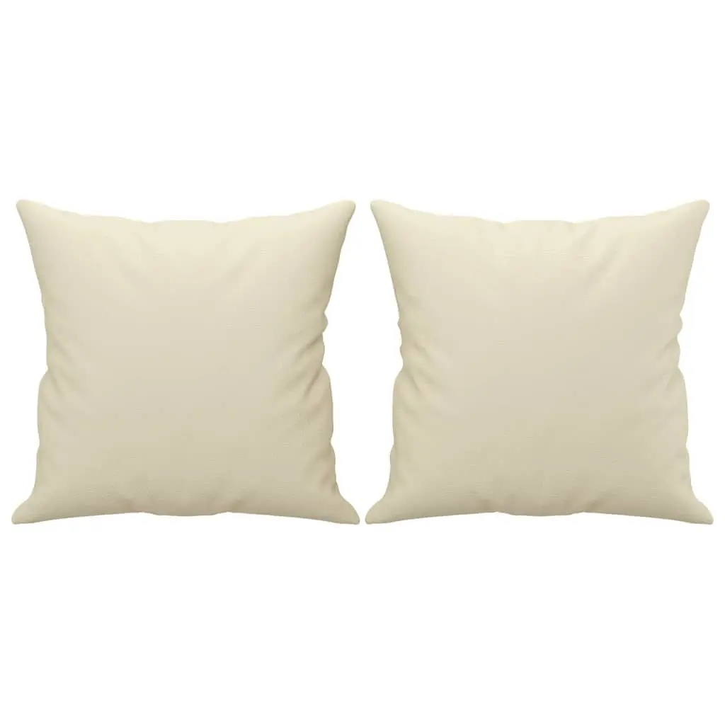 3-Seater Sofa Cream 180cm Faux Leather Couch with Throw Pillows
