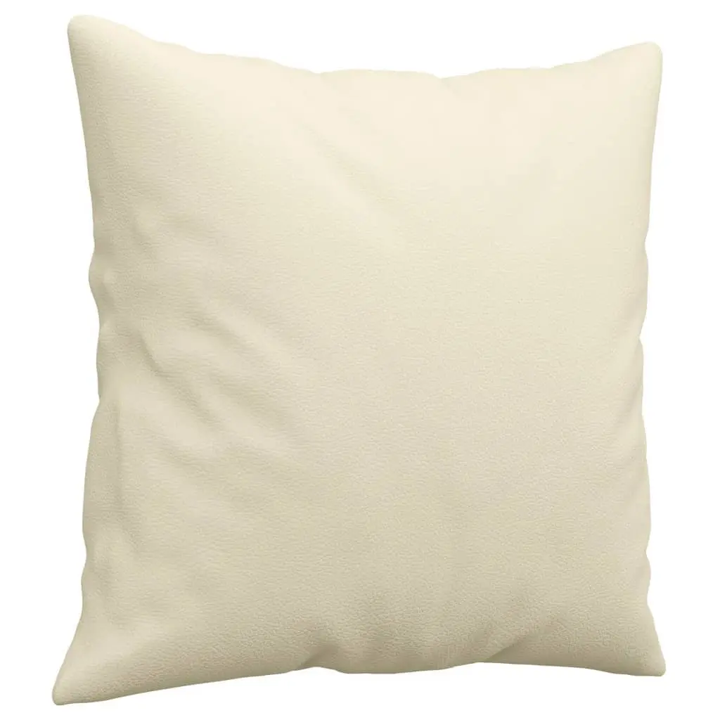 3-Seater Sofa Cream 180cm Faux Leather Couch with Throw Pillows