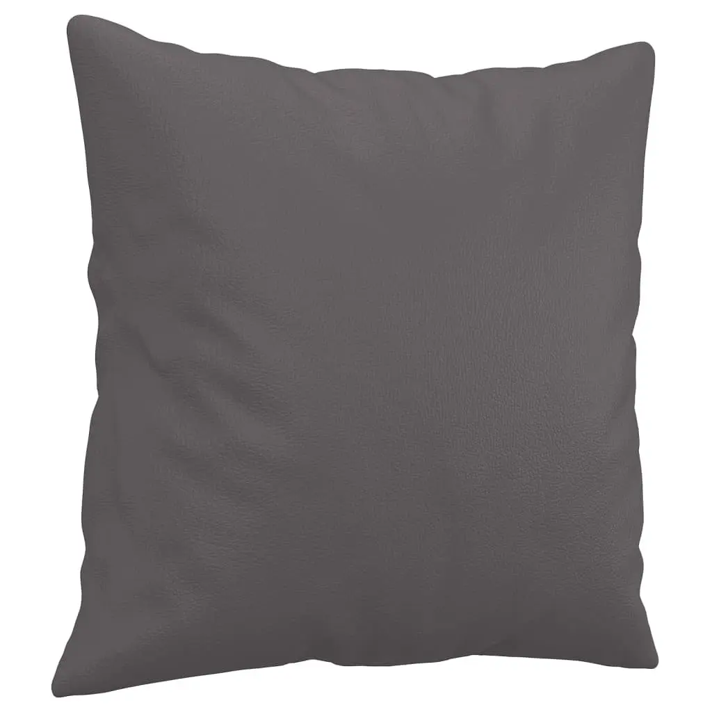 3-Seater Sofa Grey Faux Leather Modern 180cm Metal Frame
