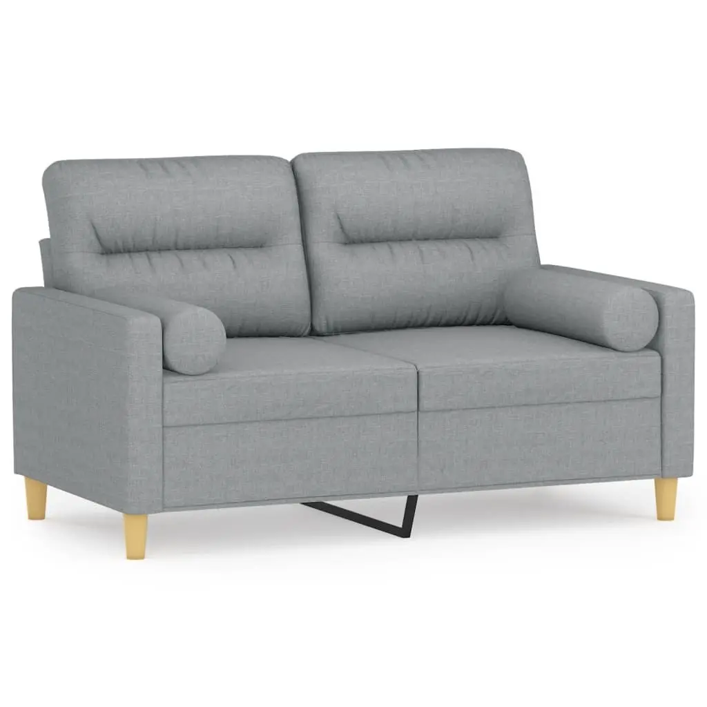 2-Seater Sofa Light Grey Fabric Modern Couch 120cm Metal Frame