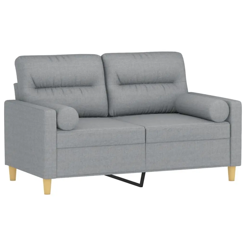2-Seater Sofa Light Grey Fabric Modern Couch 120cm Metal Frame