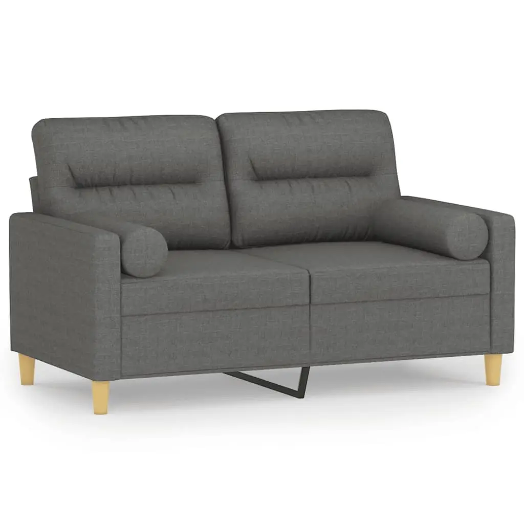2-Seater Sofa Grey Fabric Modern Lounge Couch 120cm Metal Frame Padded Seats