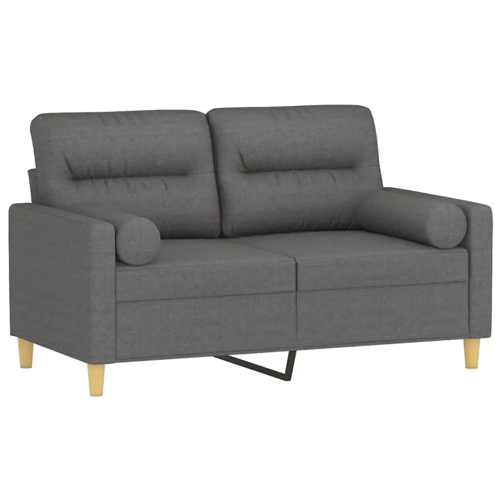 2-Seater Sofa Grey Fabric Modern Lounge Couch 120cm Metal Frame Padded Seats