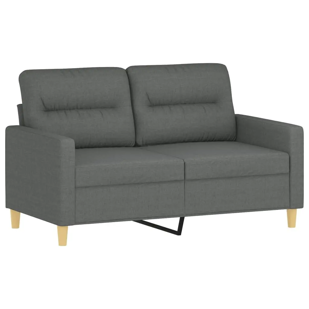 2-Seater Sofa Grey Fabric Modern Lounge Couch 120cm Metal Frame Padded Seats