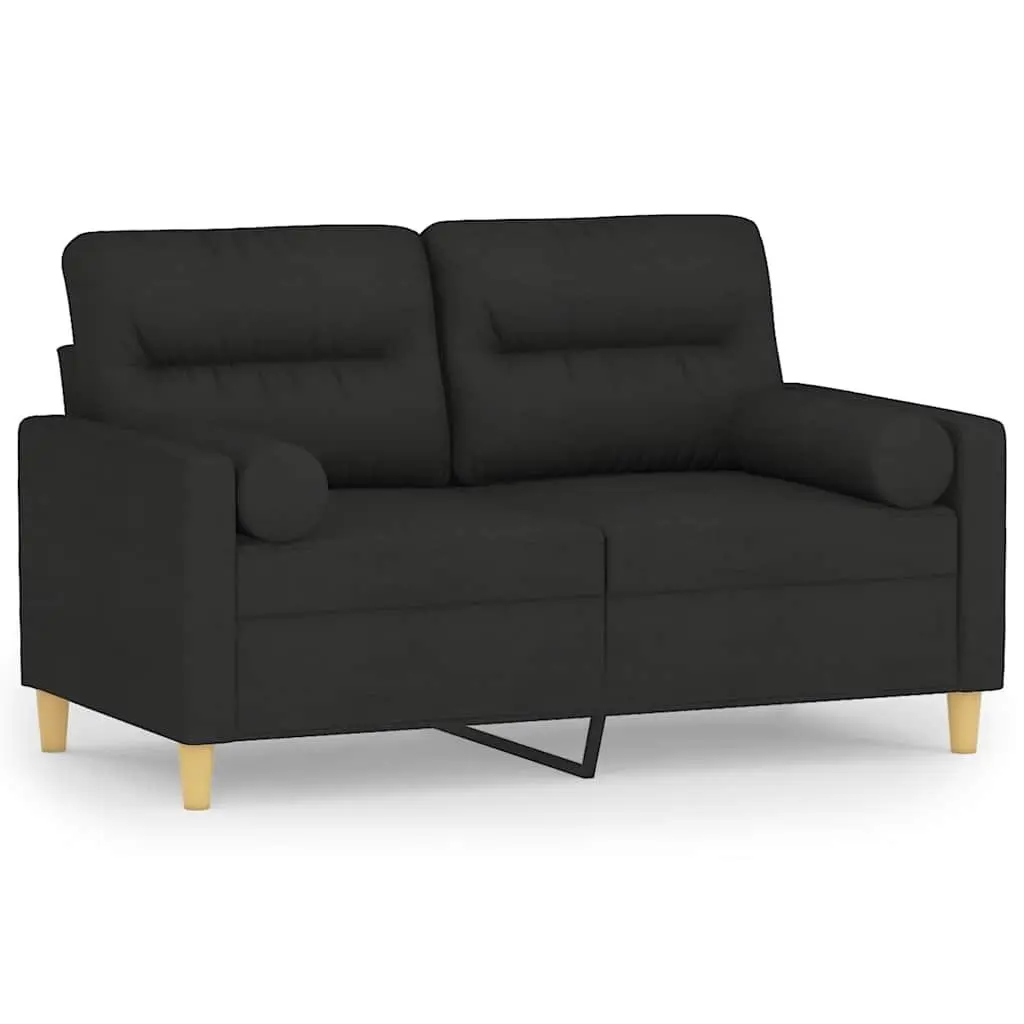 2-Seater Sofa Black Fabric Modern Lounge Couch 120cm Metal Frame