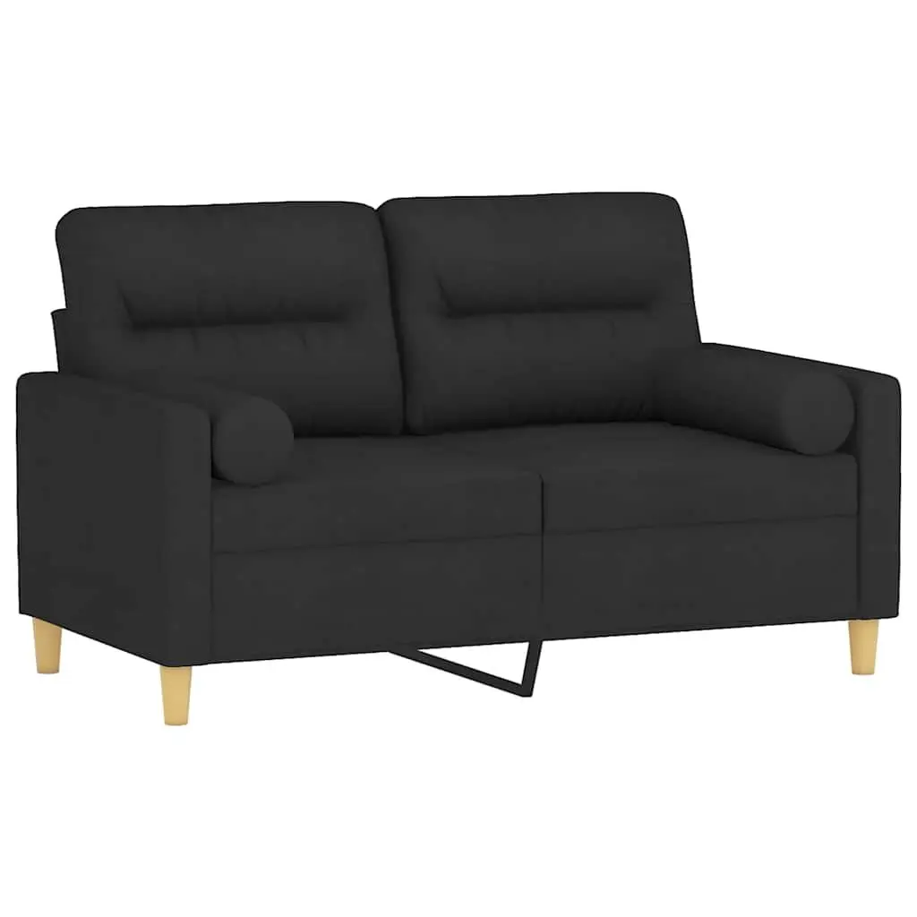 2-Seater Sofa Black Fabric Modern Lounge Couch 120cm Metal Frame
