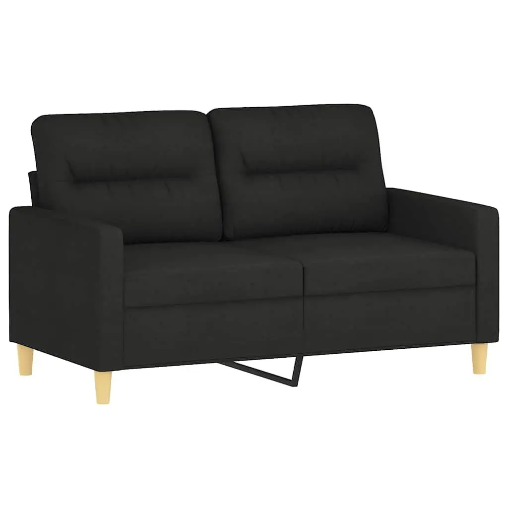 2-Seater Sofa Black Fabric Modern Lounge Couch 120cm Metal Frame