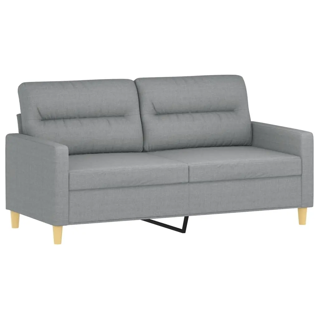 Grey Fabric 2-Seater Sofa with Pillows 140cm