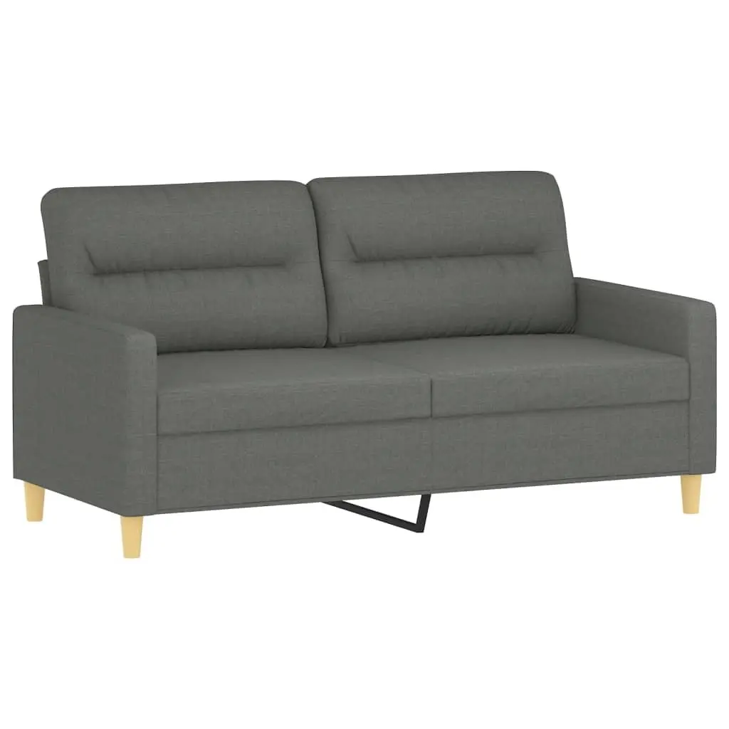 2-Seater Grey Fabric Sofa with Pillows