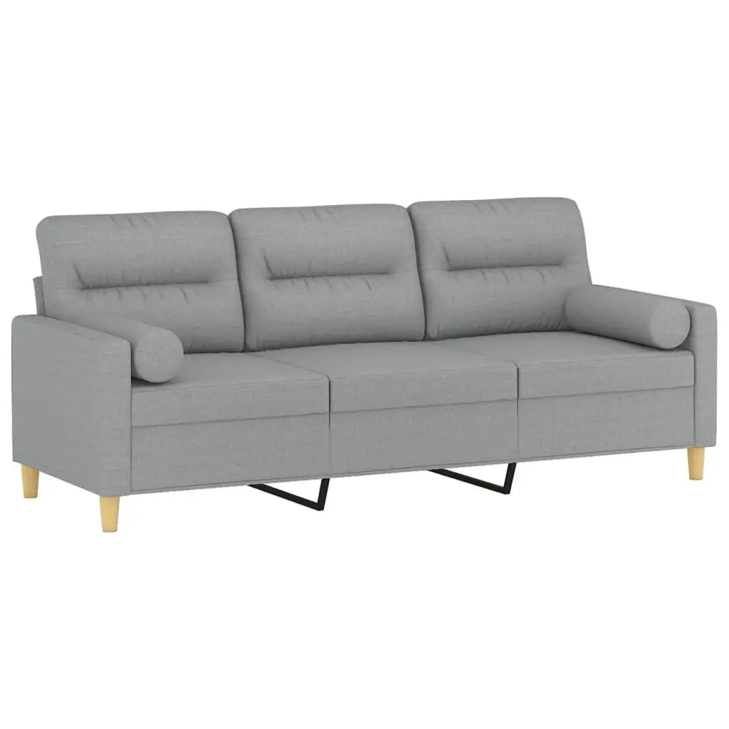 3-Seater Sofa Light Grey 180cm Modern Fabric Couch