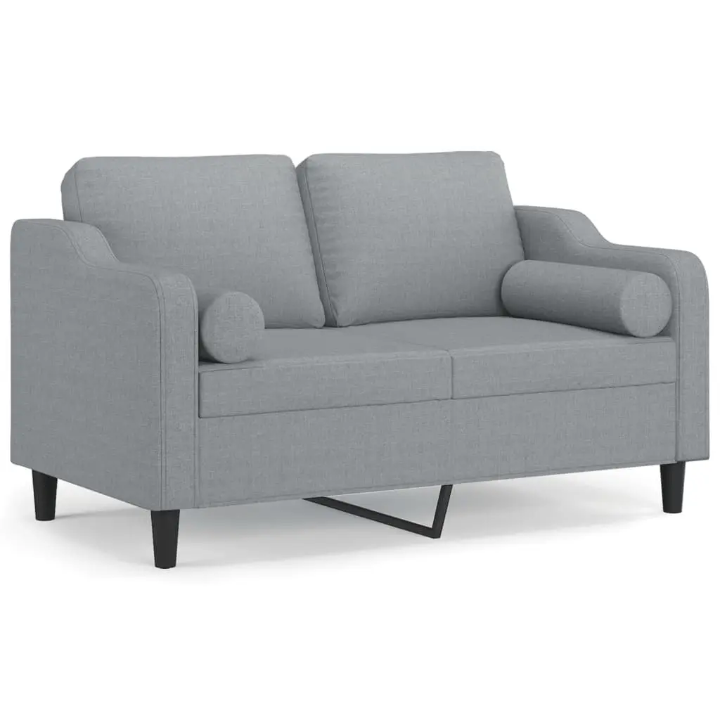 2-Seater Sofa with Throw Pillows Grey Fabric Lounge Couch Modern Design 120cm