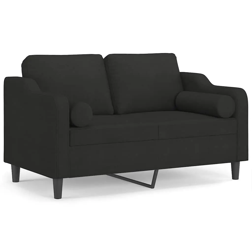 Black 2-Seater Sofa with Throw Pillows 120cm