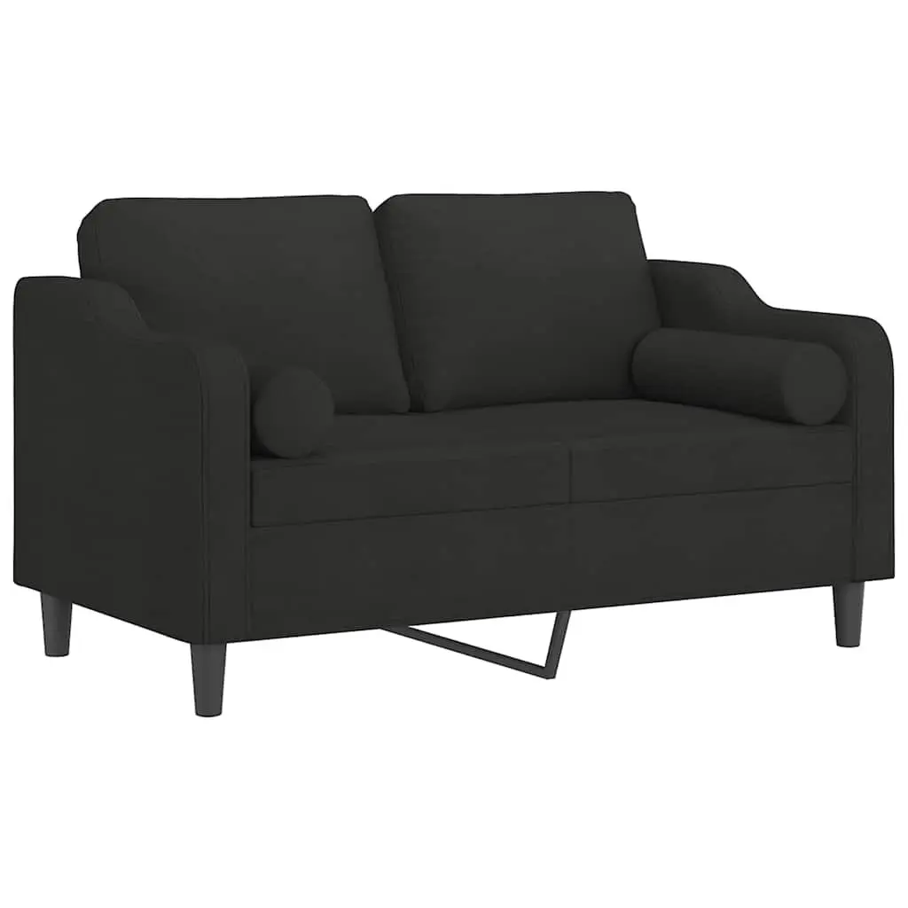 Black 2-Seater Sofa with Throw Pillows 120cm