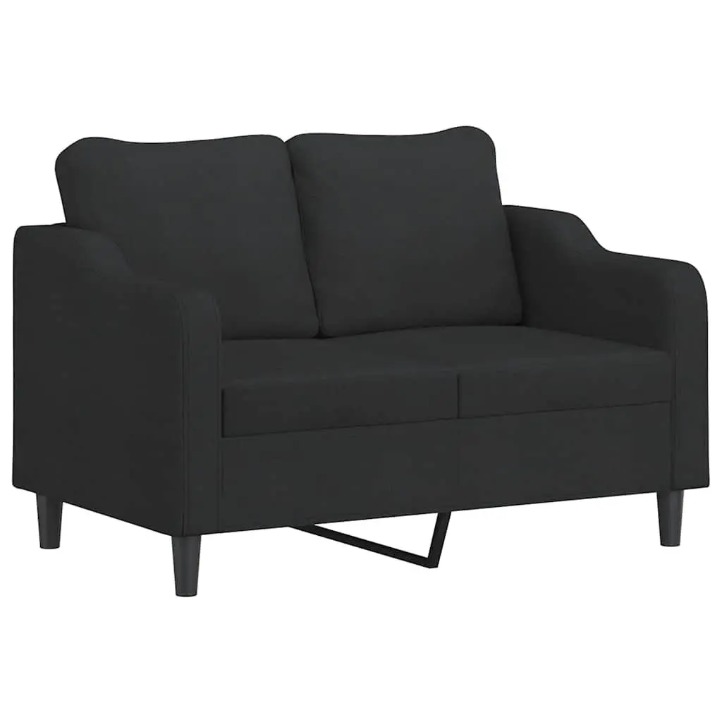 Black 2-Seater Sofa with Throw Pillows 120cm