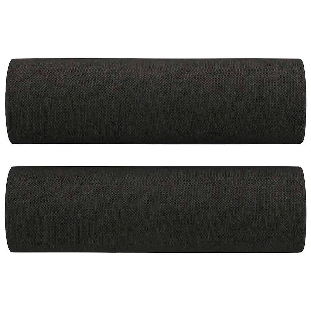 Black 2-Seater Sofa with Throw Pillows 120cm