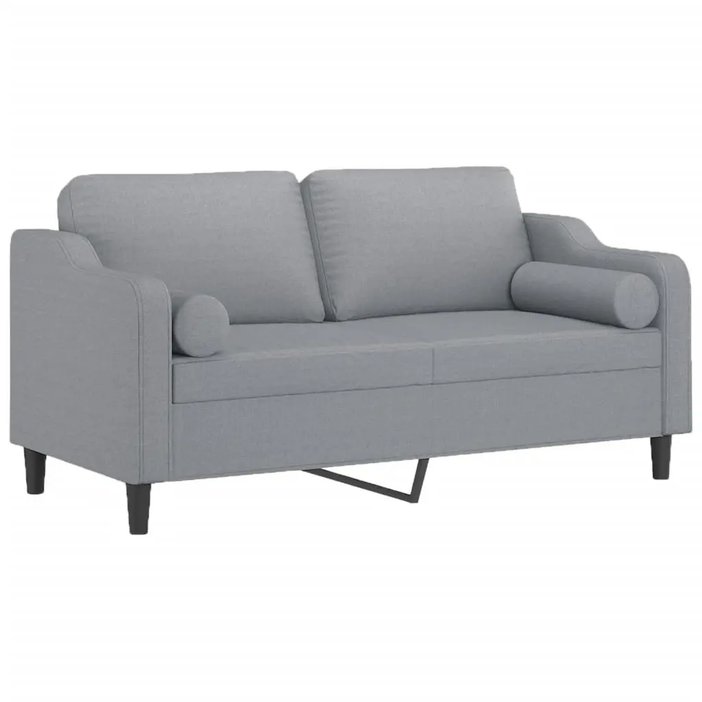 2-Seater Sofa in Grey Fabric with Pillows