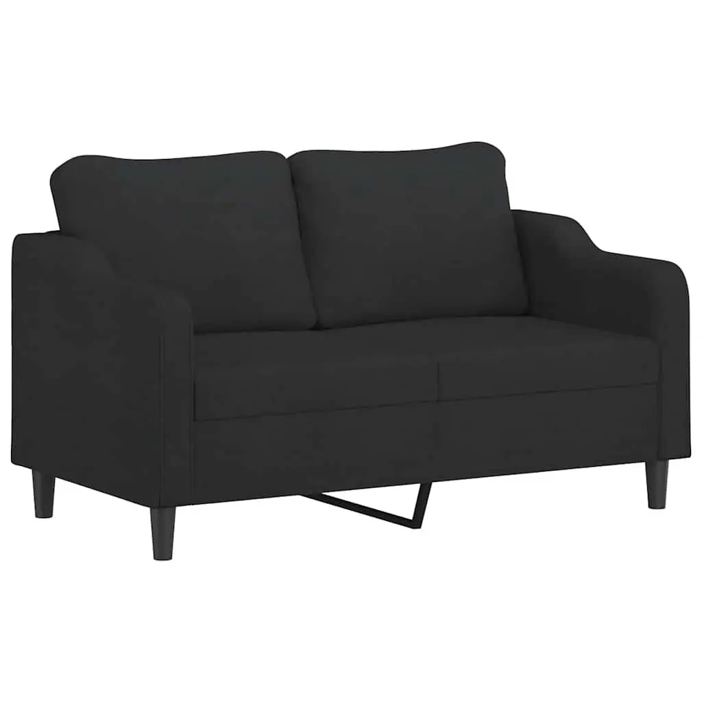 Black 2-Seater Sofa with Throw Pillows 140cm