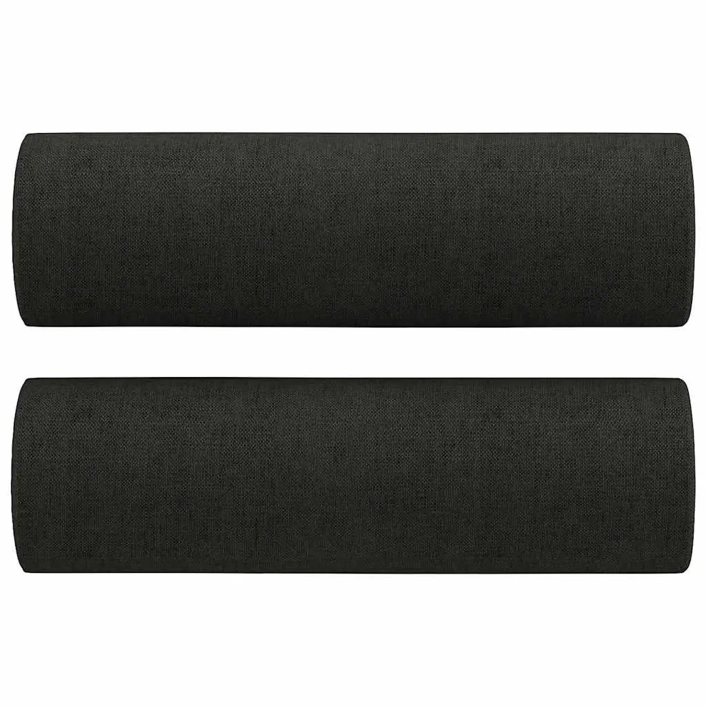 Black 2-Seater Sofa with Throw Pillows 140cm