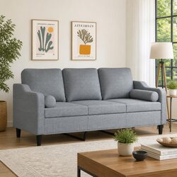 Light Grey 3-Seater Sofa with Pillows for Cozy Spaces