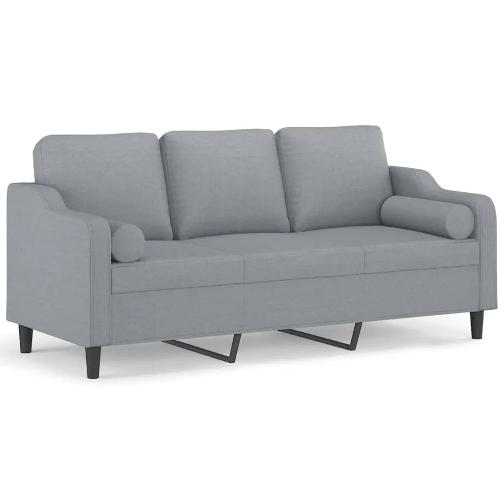 3-Seater Sofa Light Grey Modern Fabric Couch