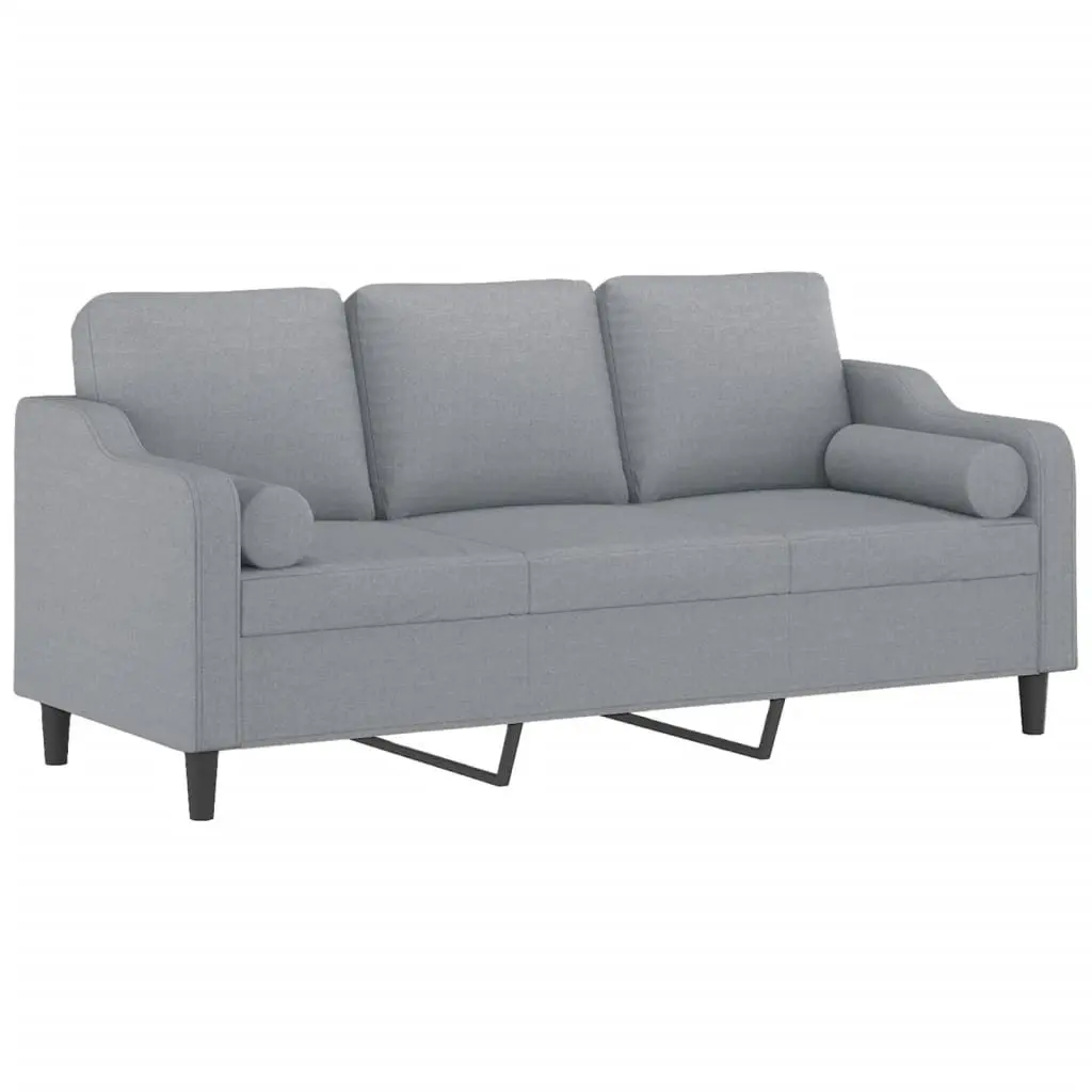 3-Seater Sofa Light Grey Modern Fabric Couch