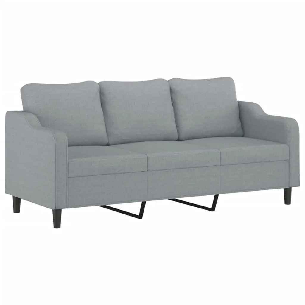 3-Seater Sofa Light Grey Modern Fabric Couch