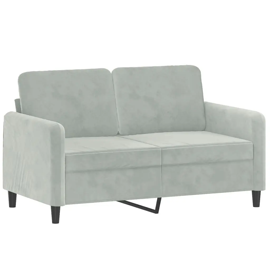 2-Seater Sofa in Light Grey Velvet with Cushions