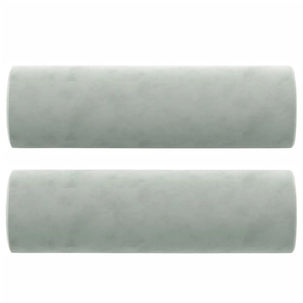 2-Seater Sofa in Light Grey Velvet with Cushions