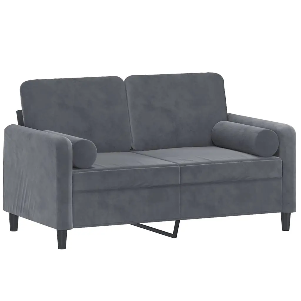 2-Seater Sofa Grey Velvet Modern Design Lounge Couch Living Room Furniture
