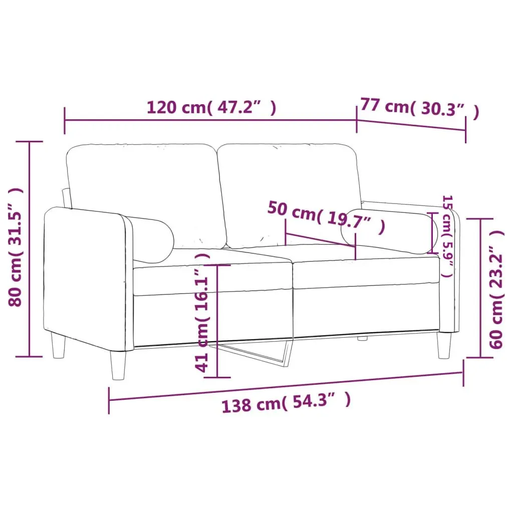 2-Seater Sofa Grey Velvet Modern Design Lounge Couch Living Room Furniture