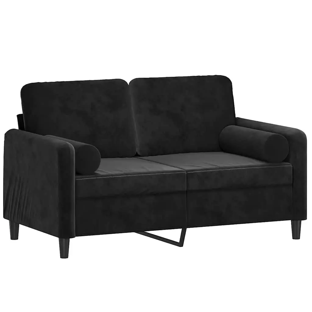 2-Seater Sofa Black 120cm Velvet Modern Couch