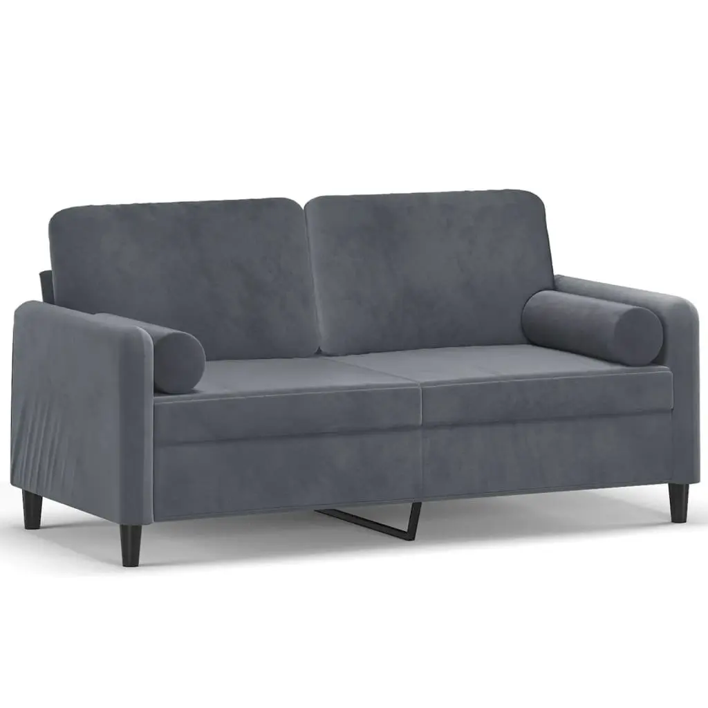 2-Seater Sofa Grey Velvet Modern Living Room Couch
