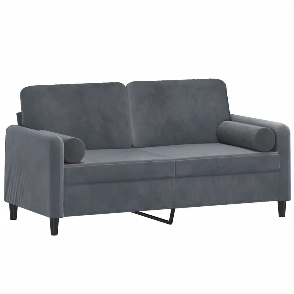 2-Seater Sofa Grey Velvet Modern Living Room Couch
