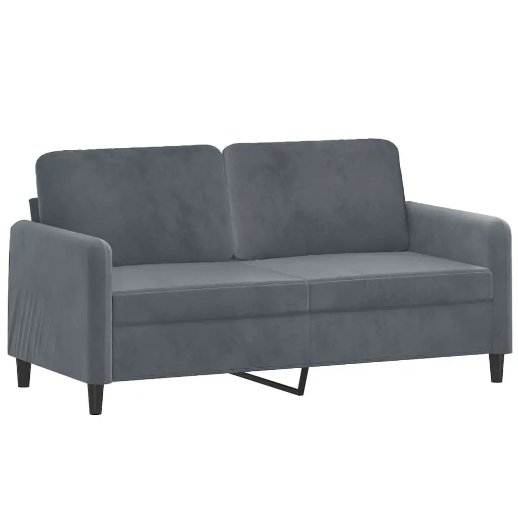 2-Seater Sofa Grey Velvet Modern Living Room Couch