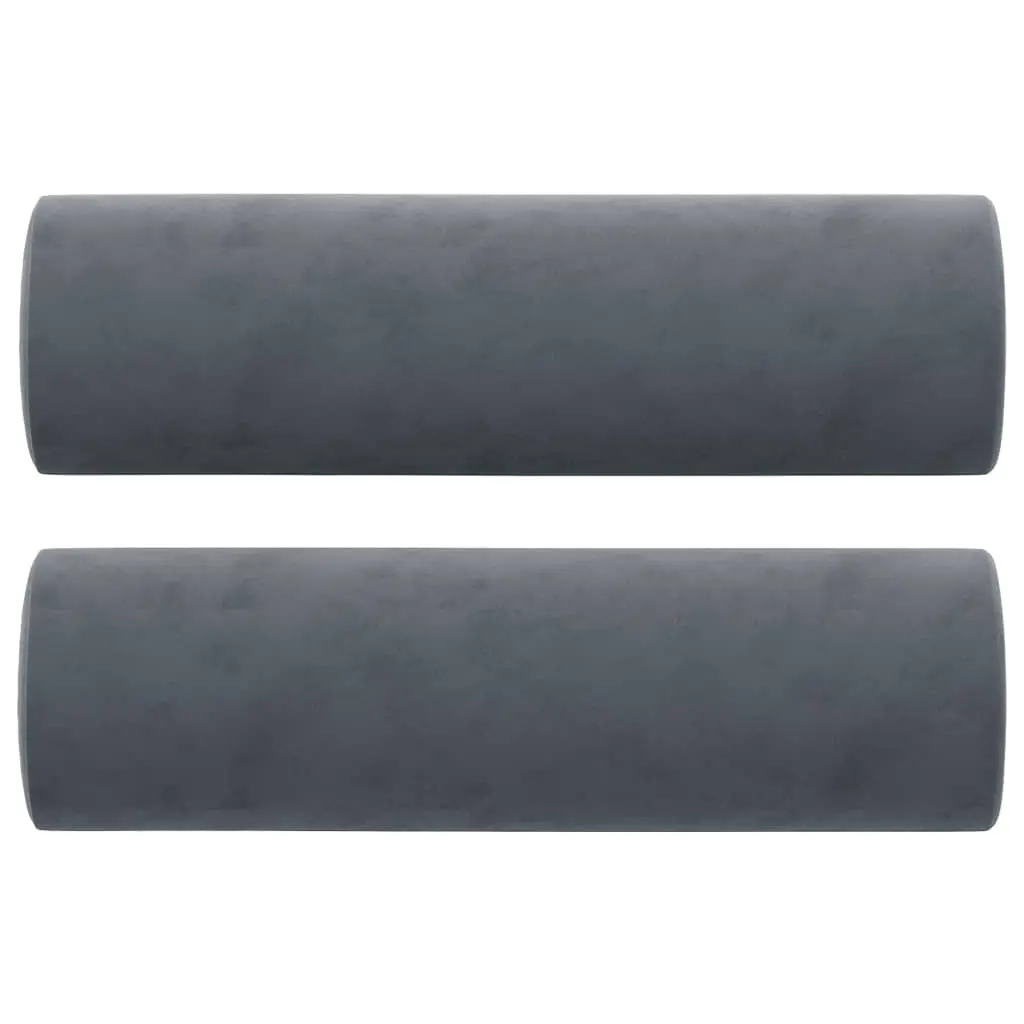 3-Seater Sofa Grey Velvet Modern Living Room Lounge Couch with Throw Pillows