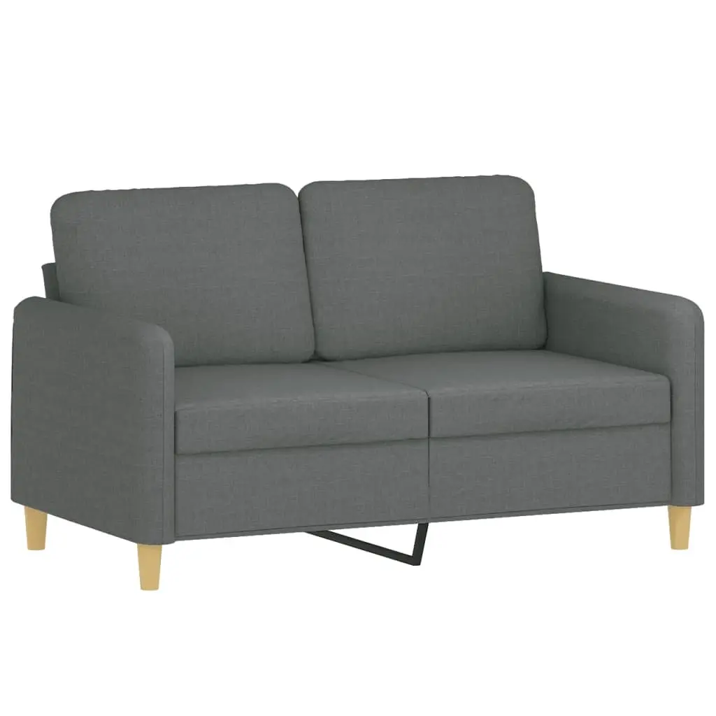 2-Seater Sofa Grey Fabric Modern Design Throw Pillows Lounge Couch 120cm