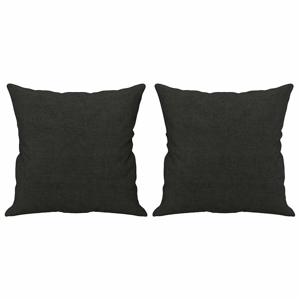Black Fabric 2-Seater Sofa with Throw Pillows 120cm